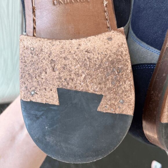 Undandy Navy Gray Suede Derby Shoes Sz 45/11.5 Pink Laces Yellow Lining - Picture 6 of 14